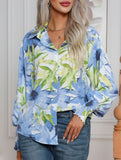 Fashionable printed lantern sleeve blouse for women