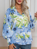 Fashionable printed lantern sleeve blouse for women
