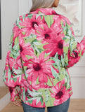 Fashionable printed lantern sleeve blouse for women