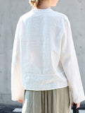 Pure Linen V Neck Long Sleeve Work Tee_CWTBLL02353