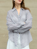 100% Ramie Striped Lightweight Shirt_CWTBLL02354