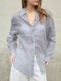 100% Ramie Striped Lightweight Shirt_CWTBLL02354