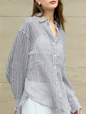 100% Ramie Striped Lightweight Shirt_CWTBLL02354