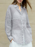 100% Ramie Striped Lightweight Shirt_CWTBLL02354