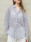 100% Ramie Striped Lightweight Shirt_CWTBLL02354
