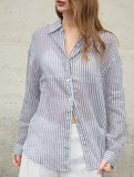 100% Ramie Striped Lightweight Shirt_CWTBLL02354