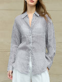 100% Ramie Striped Lightweight Shirt_CWTBLL02354