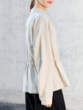 Tencel Linen Waist Drawstring Utility Jacket_CWTBLL02355