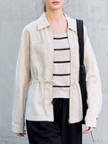 Tencel Linen Waist Drawstring Utility Jacket_CWTBLL02355