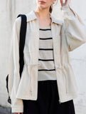 Tencel Linen Waist Drawstring Utility Jacket_CWTBLL02355
