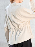 Tencel Linen Waist Drawstring Utility Jacket_CWTBLL02355