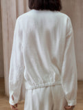 Pure Linen V Neck Relaxed Fit Shirt_CWTBLL02356