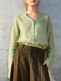 100% Ramie V Neck Lightweight Shirt_CWTBLL02358