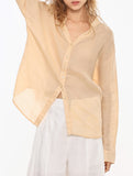 100% Ramie V Neck Lightweight Shirt_CWTBLL02358
