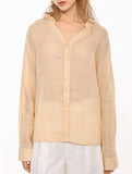 100% Ramie V Neck Lightweight Shirt_CWTBLL02358