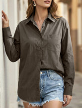 Classic Lapel Long Sleeve Office Shirt_CWTBLL02359