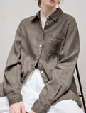 Linen Tencel Loose Fit Office Shirt_CWTBLL02361