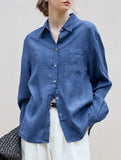Linen Tencel Loose Fit Office Shirt_CWTBLL02361