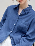 Linen Tencel Loose Fit Office Shirt_CWTBLL02361