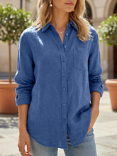 Linen Tencel Loose Fit Office Shirt_CWTBLL02361