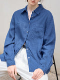 Linen Tencel Loose Fit Office Shirt_CWTBLL02361