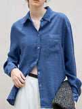 Linen Tencel Loose Fit Office Shirt_CWTBLL02361