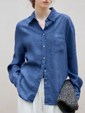 Linen Tencel Loose Fit Office Shirt_CWTBLL02361