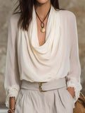 Chiffon Lantern Sleeve Blouse