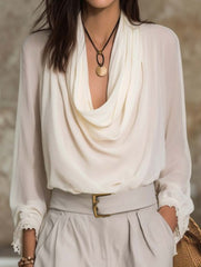 Chiffon Lantern Sleeve Blouse