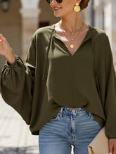 Short V-Neck Lace-Up Casual Top for Women