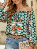 Floral Off-Shoulder Ruffle Knot Shirt