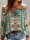 Floral Off-Shoulder Ruffle Knot Shirt