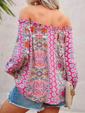 Floral Off-Shoulder Ruffle Knot Shirt