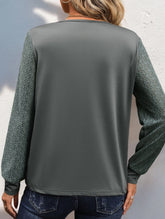 DEEP V-NECK PLEATED SOLID COLOR SIMPLE TOP