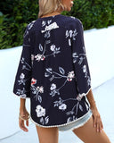 V-Neck Five Quarter Sleeve Printed Baggy Top ??Relaxed & Stylish