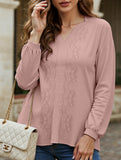 Cotton linen V-neck loose long-sleeved casual top