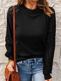 WAFFLE GREY PATCHWORK LONG SLEEVE T-SHIRT