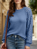 WAFFLE GREY PATCHWORK LONG SLEEVE T-SHIRT