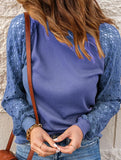 WAFFLE GREY PATCHWORK LONG SLEEVE T-SHIRT