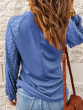 WAFFLE GREY PATCHWORK LONG SLEEVE T-SHIRT