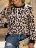 Leopard Print Long-Sleeve Casual Pullover Hoodie