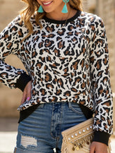 Leopard Print Long-Sleeve Casual Pullover Hoodie