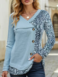 FASHION THREAD PIT PRINTED V-NECK T-SHIRT