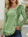 FASHION THREAD PIT PRINTED V-NECK T-SHIRT