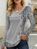 FASHION THREAD PIT PRINTED V-NECK T-SHIRT