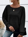 SOLID COLOR CREW NECK PATCHWORK PULLOVER TOP
