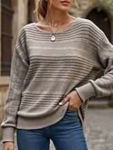 SOLID COLOR CREW NECK PATCHWORK PULLOVER TOP