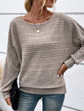 SOLID COLOR CREW NECK PATCHWORK PULLOVER TOP