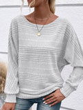 SOLID COLOR CREW NECK PATCHWORK PULLOVER TOP