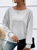 SOLID COLOR CREW NECK PATCHWORK PULLOVER TOP